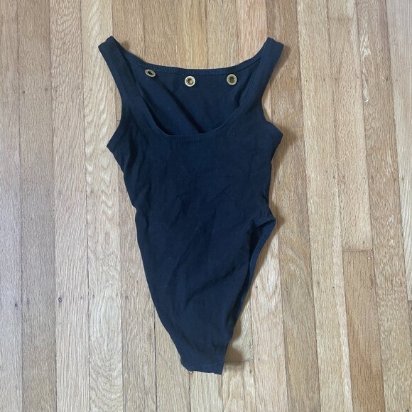 Vintage Unique Eyelet Grommet black bodysuit - Picture 2 of 3